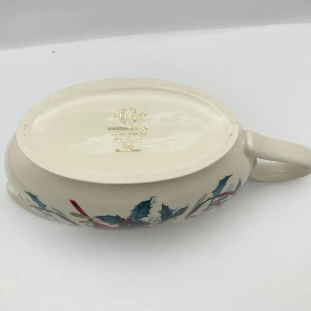 Lenox Winter Greeting Gravy Bowl & Under Plate Original Box